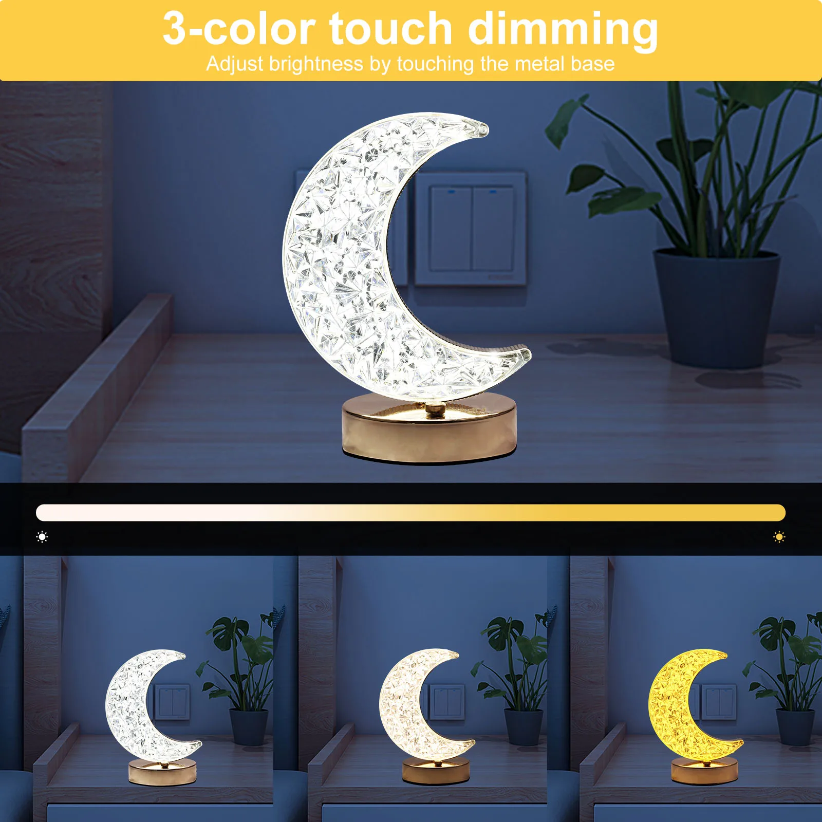 Creative Star Moon Bedside Lamp Touch Desk Lamp Room Decoration LED Atmosphere Lamp 5V USB Power Supply Minimalist Bedside Lamp