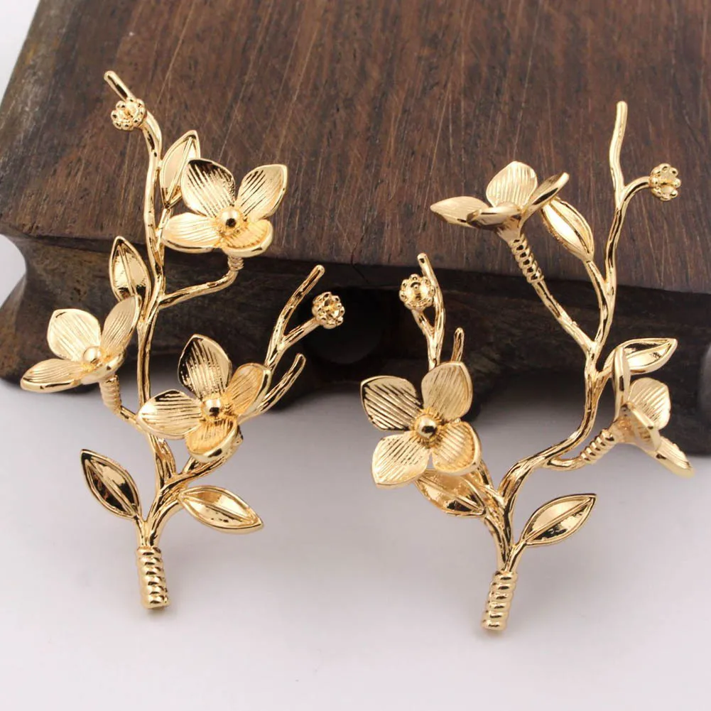 

2pair Brass Casted Tree Leaf Branch Flower Pendant Stamping Decoration Quality DIY Bridal Wedding Jewelry Accessories