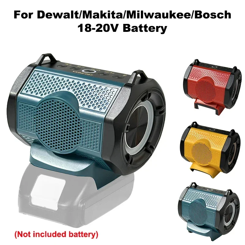 Speaker for Dewalt/Makita/Milwaukee/Bosch 18-20V Battery Bluetooth-compatible Outdoors Player Loudspeaker (Not included battery)