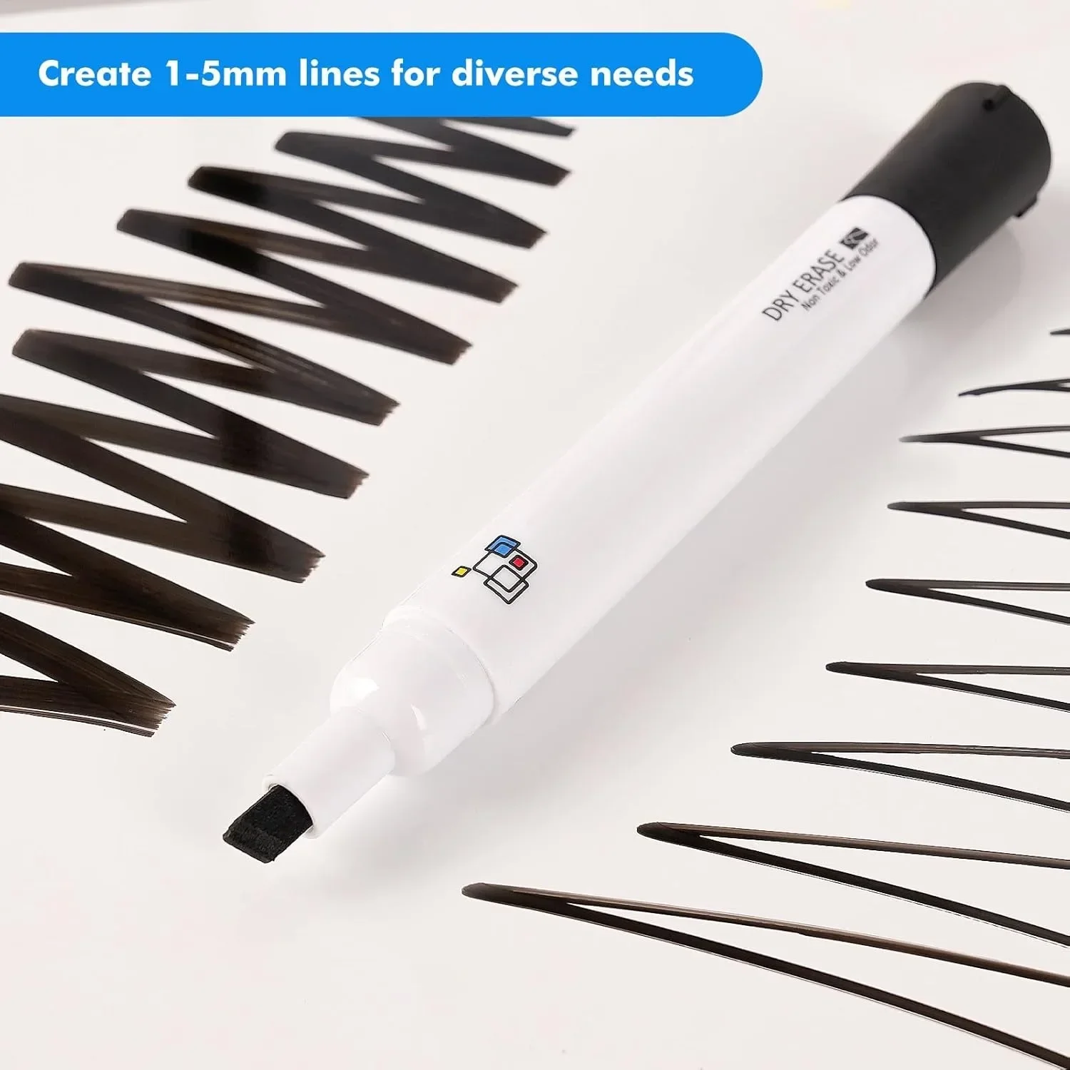 Dry Erase Markers Chisel Tip, 17 Count 5 Colors Whiteboard Markers, Low Odor Dry Erase Markers