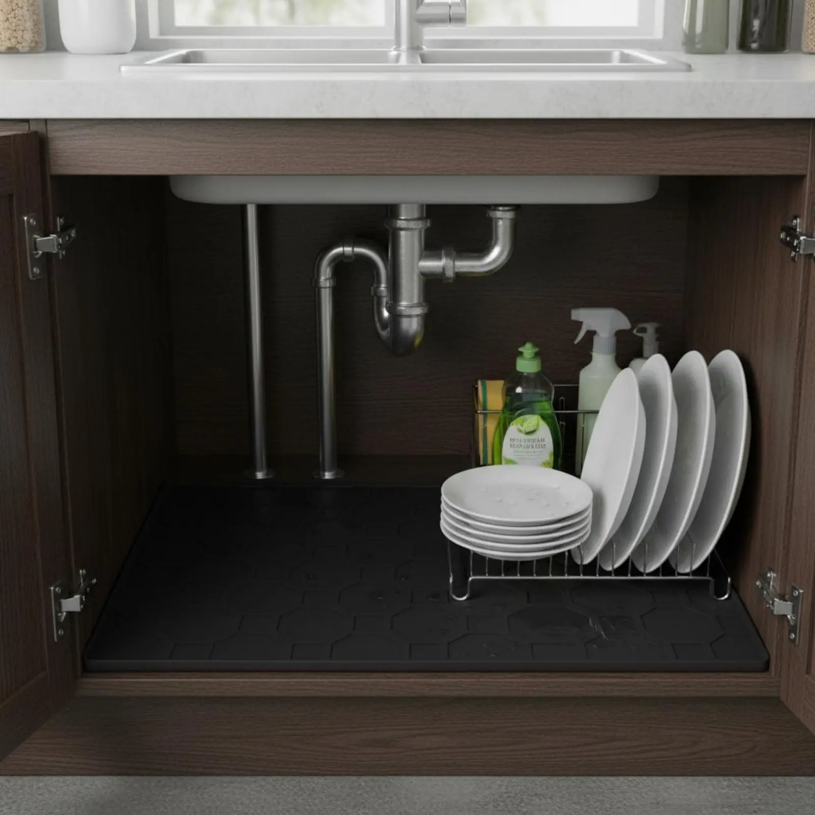 

Waterproof Under Sink Mat Easy to Clean Silicone Under Sink Mat Silicone Spill Tray Raised Rim Home Storage Heat-Resistant