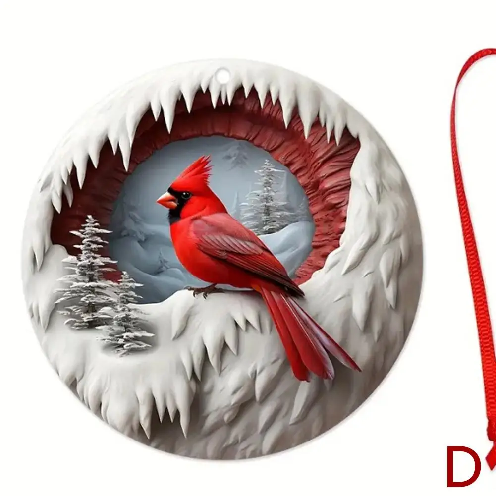 2D Red Cardinal Christmas Ornaments Wooden Cardinals Birds For Christmas Tree Ornament Decorations 2023 New Year Gifts H5E9