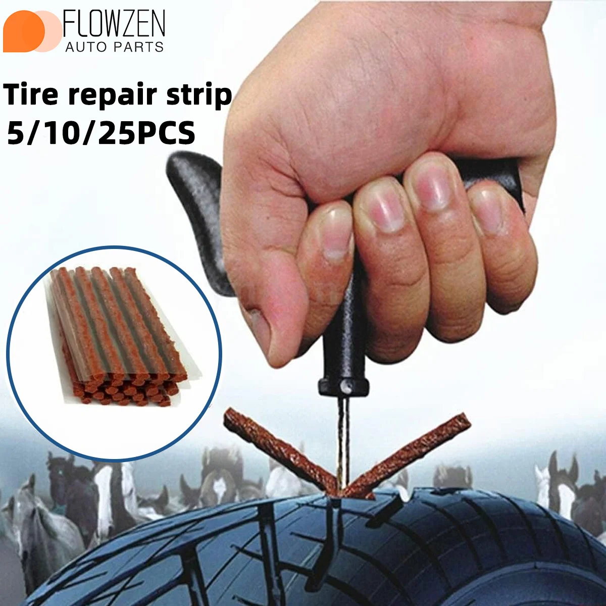 

5/10/25PCS Car Tire Repair Rubber Strip Universal Puncture Recovery Seal Strip Tubeless Tyre Repair Accessories