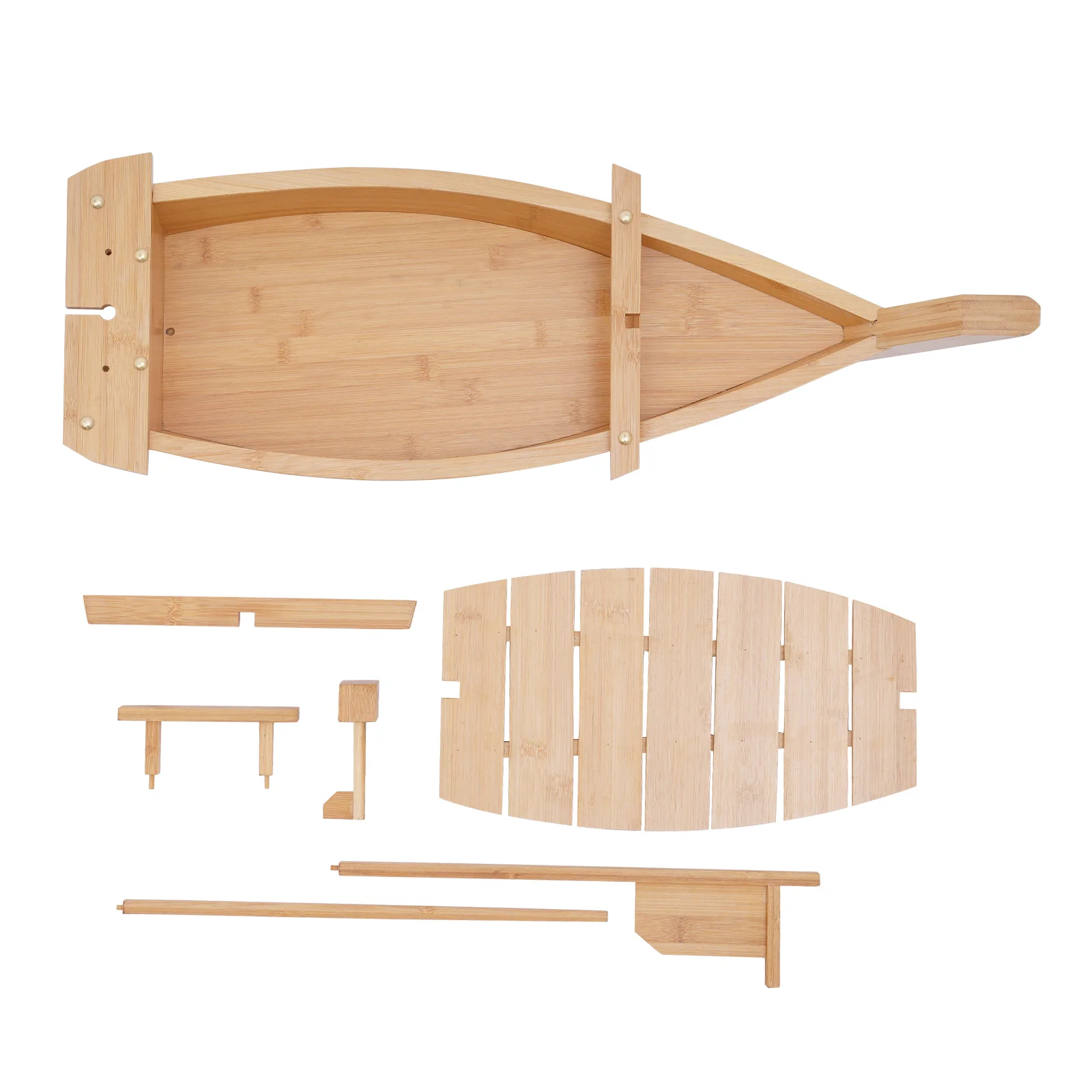 

High-Class Bamboo Sushi Presentation Board, Bamboo Sushi Boat Serving Tray, 28inch Sushi Plate for Banquets & Parties
