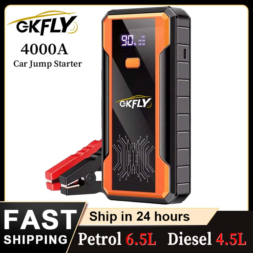 GKFLY 4000A Car Battery Emergency Boosters High Power Car Jump Starter Power Bank Portable Starting Device Car Starter New