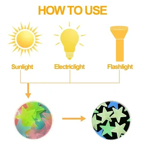 Luminous Stars Adesivos de Parede, Glow in the Dark, Decalques para Crianças, Quarto do Bebê, Colorido, Decoração de Casa, Decoração DIY, Mural, 100pcs, Conjunto 8 principais vendas autocolantes de parede desenhos - №5