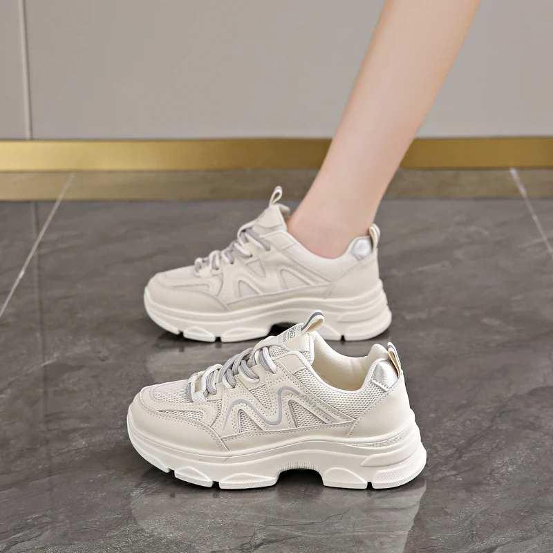 

CRLAYDK Women's Fashion Chunky Sneakers Dad Platform Mesh Lace Up Running Sports Shoes Comfortable Casual Tennis for Walking