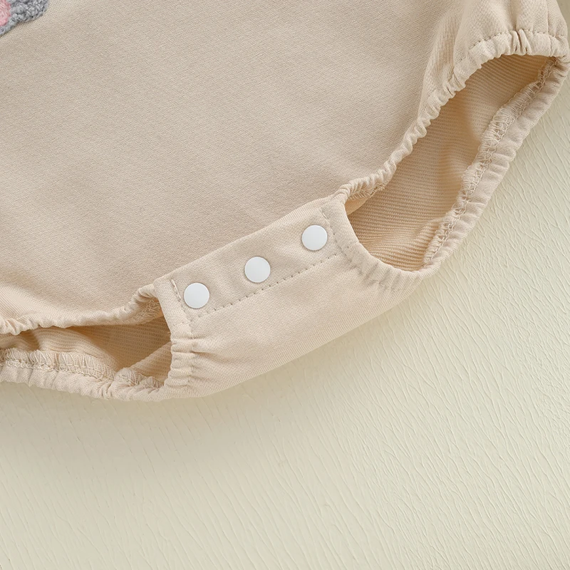 유아 아기 부활절 Romper 캐주얼 토끼 계란 자수 짧은 소매 신생아 Jumpsuit 유아 소년 소녀 귀여운 옷