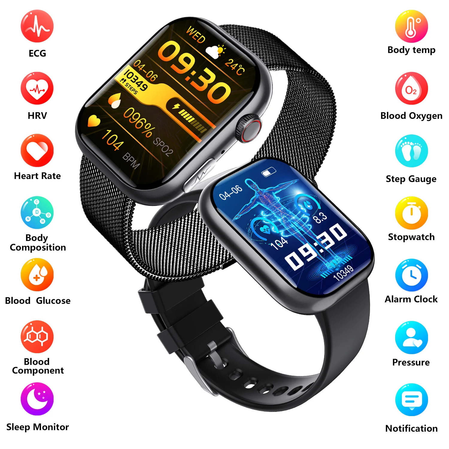 

F100 Health Смарт-часы для мониторинга сердца, электрических и мочевых кислот, фитнес-трекер, браслет для занятий спортом и ежедневной активности