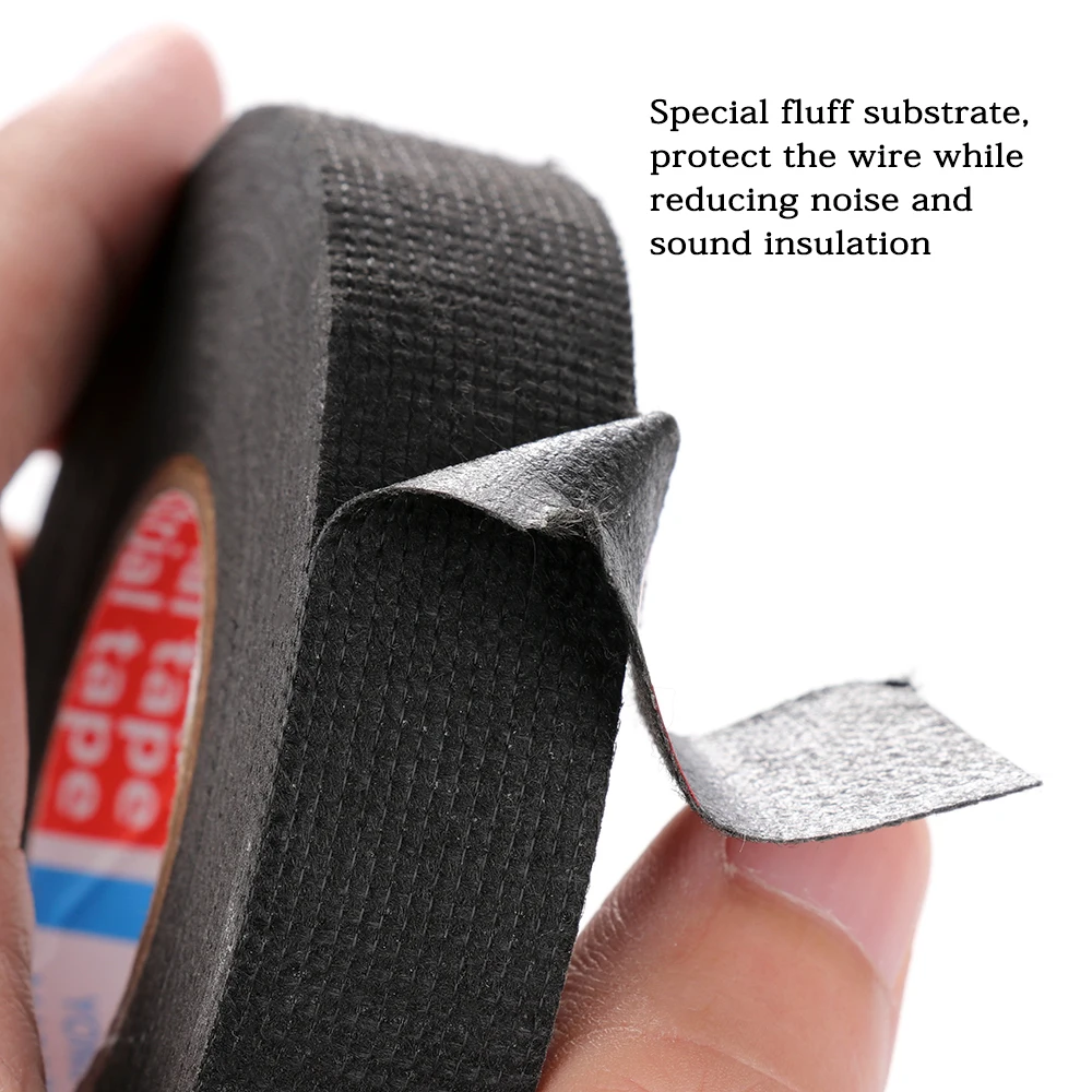 Fita adesiva específica automotiva de tecido não tecido (preta) fita de proteção de tear de fiação de chicote de cabos automotivos 15m * 19mm