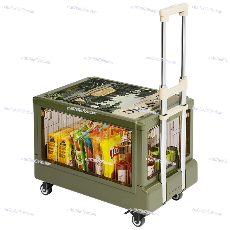 Camping Storage Box Trolley Trunk Sorting Camping Picnic Camper Foldable Outdoor Storage Trolley Case