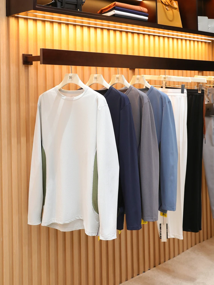 Camiseta Técnica Deportiva para Hombre, de Secado Rápido, Transpirable, Cortavientos, Cálida, para Actividades al Aire Libre, de Manga Larga y Cuello Redondo