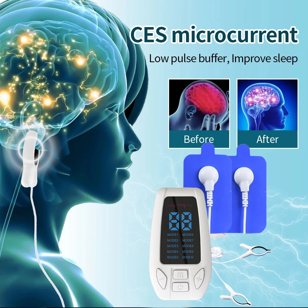 CES Sleep Aid Device Microcurrent Pulse Fast Sleeping Instrument Ear Clip Sleep Device Relax Anxiety Insomnia Hypnosis Soothing