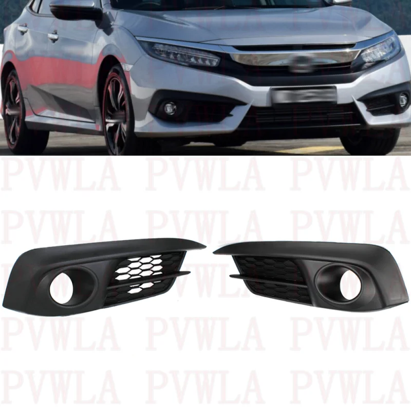 For Honda Civic 2016 2017 2018 Pair Left + Right Front Bumper Fog Lights Lamp Grille Cover