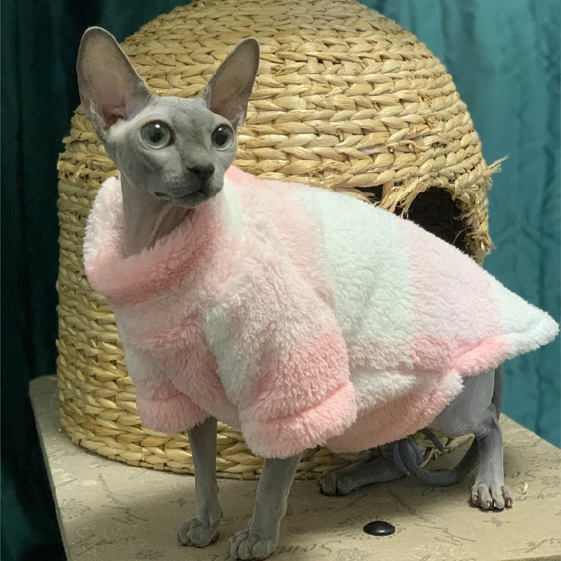 

Hot Hairless Cat Sweater Jumpsuit Autumn Winter Thicken Warm Fashion Sphynx Cat Soft Velvet Comfortable Hairless Cat Clothes New