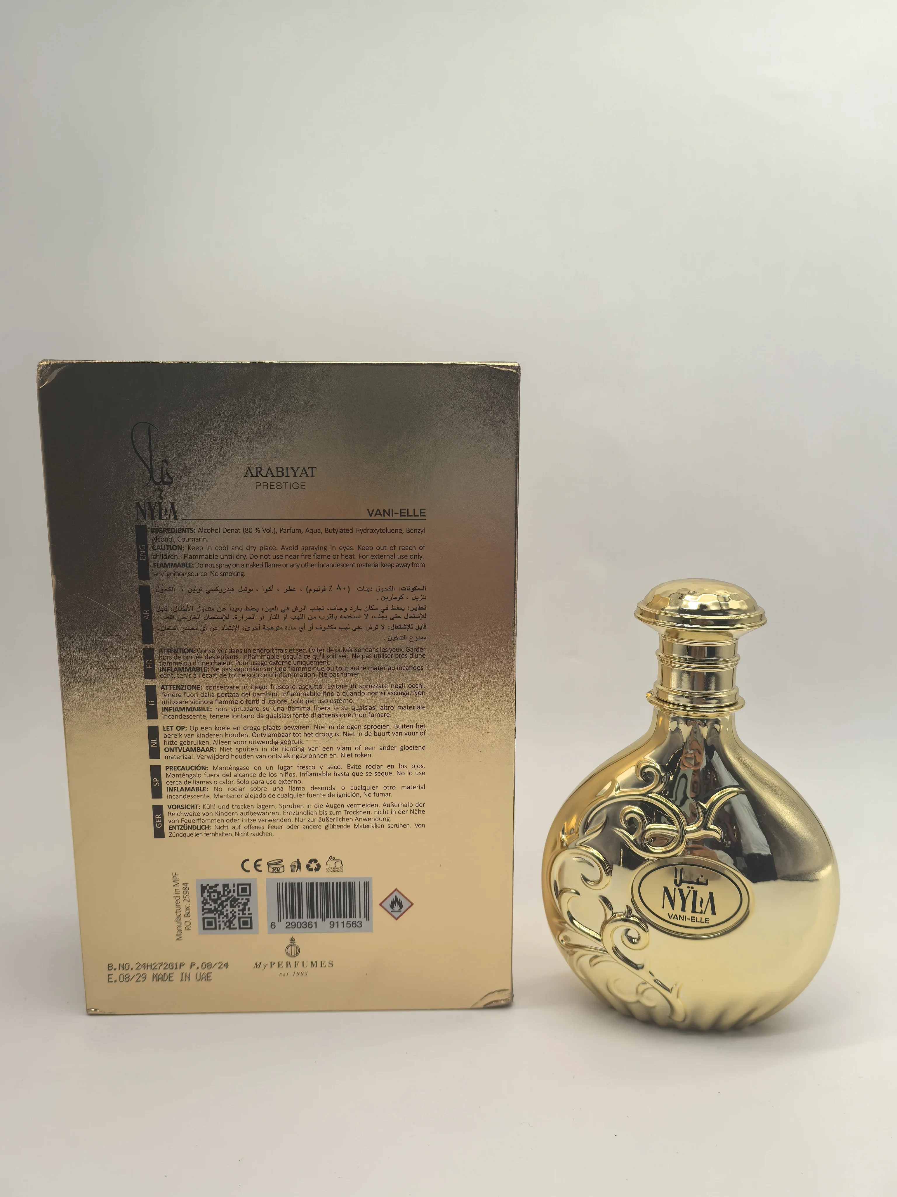 Nyla Vani-Elle Eau De Parfum 2,7 onças / 80ml – Quente Baunilha Jasmim Doce Floral de Longa Duração Perfume Unissex Presente para o Natal