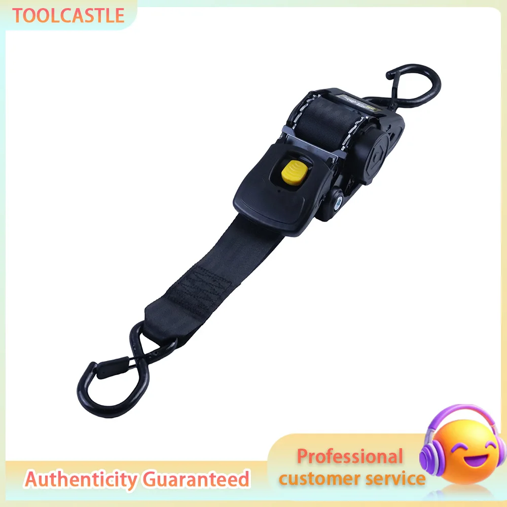 2 Inch 50mm Auto Retractable Tie Down Straps, 1000KG Ratchet Straps with Self Locking Tensioner for Motorcycle Car
