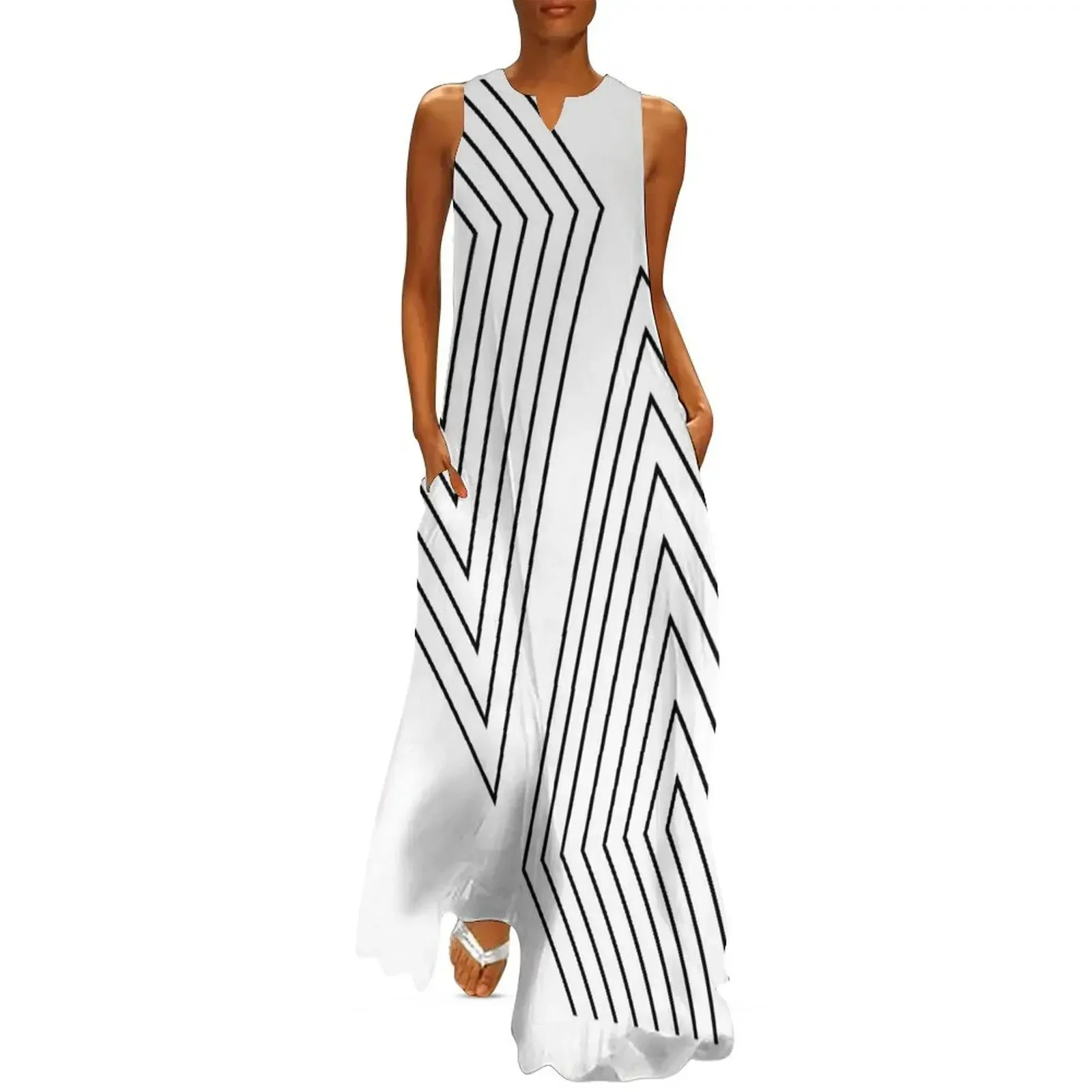 

Geometric lines Long Dress Woman's evening dress women's summer jumpsuit summer dress daily Women's clothing