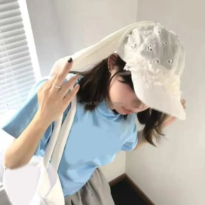 Anime anime multiuse Rabbits Ear Sun Hat com design borboleta oco para mulheres e garotas renda renda