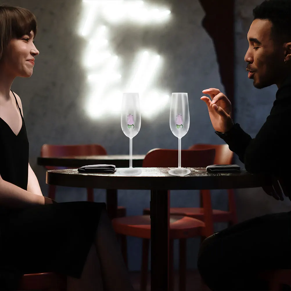 

2Pcs Rose Crystal Wine Glasses Simple Design Comfortable Touch Bridal Mug Coffee Mug Elegant Gift Wine Flutes Cocktail Glass