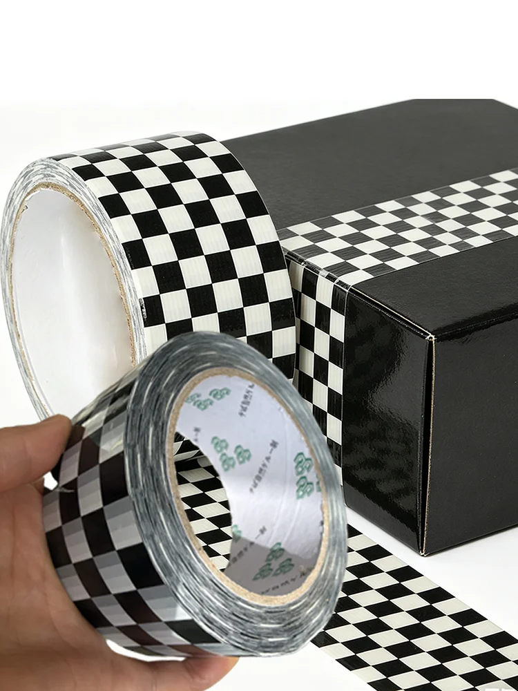 100 m/10 Yards Road Tape 4,5 cm Breite schwarz weiß kariert Racing Flag Aufkleber Vinyl selbstklebende Car Wrap karierte Gegenstände – Detail 3