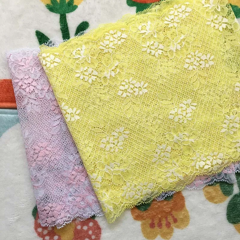 

30 ярдов, розовая, желтая эластичная кружевная бейка для одежды, аксессуары, платье, шитье, аппликация, костюм, кружевная ткань