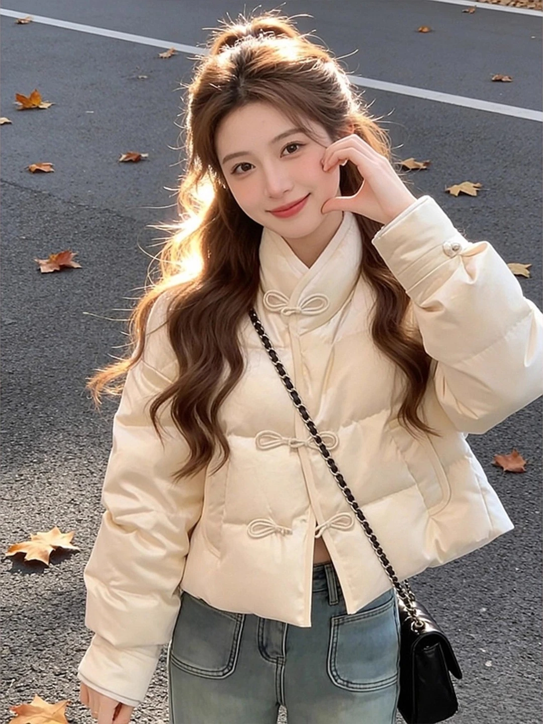 

Женская зимняя теплая верхняя одежда в китайском стиле в стиле ретро, новый дизайн, теплая верхняя одежда с воротником-стойкой на пуговицах Ele Aosphere