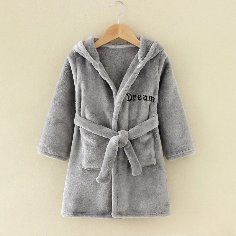 2025 primavera, outono e inverno roupas infantis loungewear meninos e meninas roupões de banho pijamas flanela com capuz camisola interior