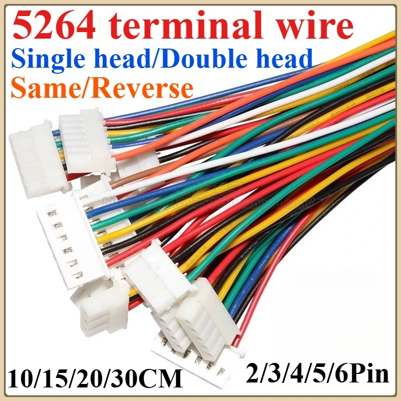 

10PCS/lot 5264 Terminal Line Spacing 2.5mm Electronic Wire 26awg Single Head Connection Wire 100/150/200/300mm 2p 3p 4p 5p 6p