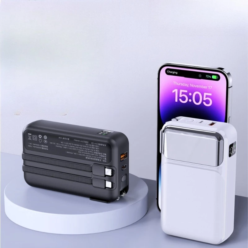 Built-in AC plug 22.5W power bank with large capacity 20000mAh PD20W built-in fast cable power bank