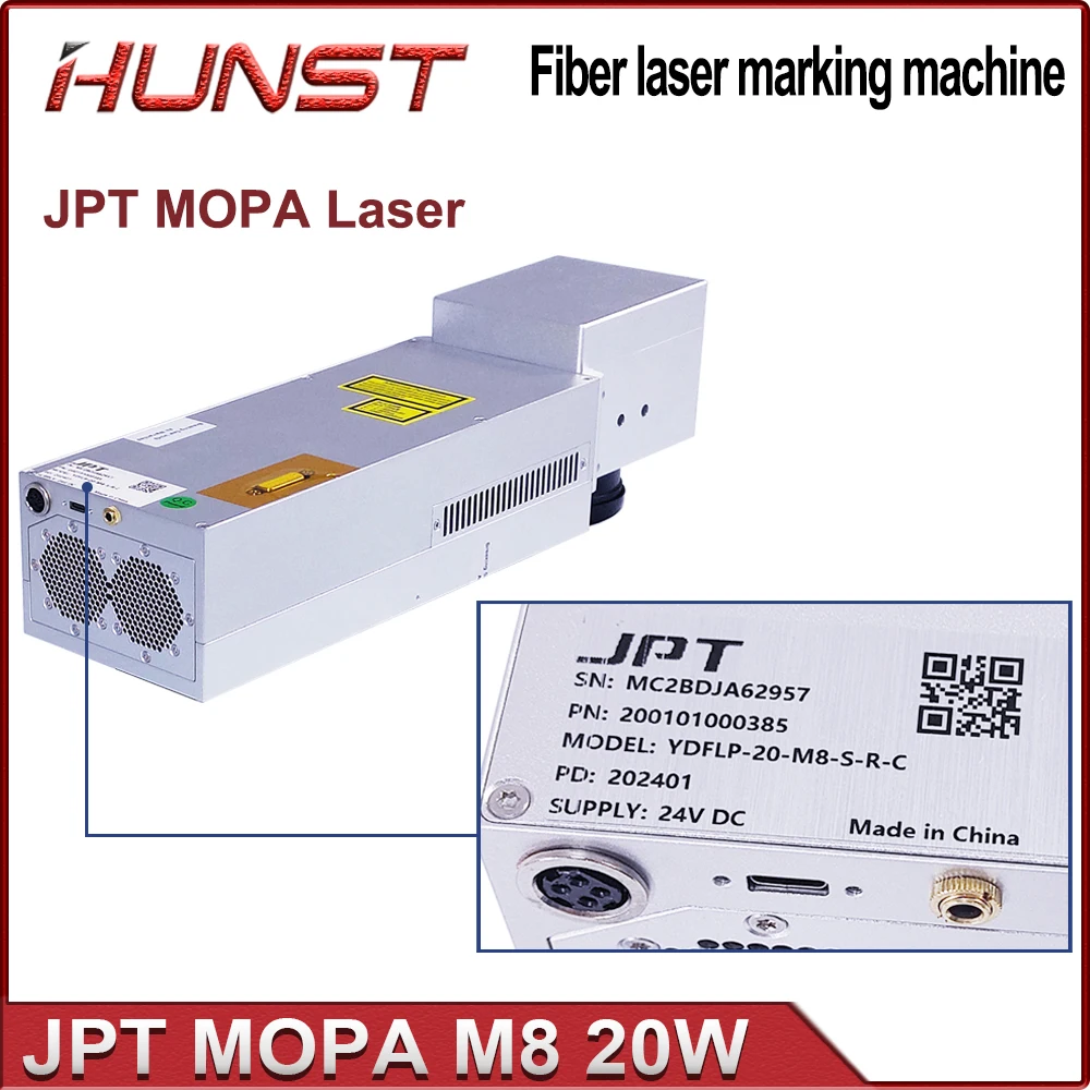 HUNST JPT 20W Mini Laser Marking Machine JPT MOPA M8 Portable Fiber Laser for Stainless Steel Color Marking DIY Metal Engraving.