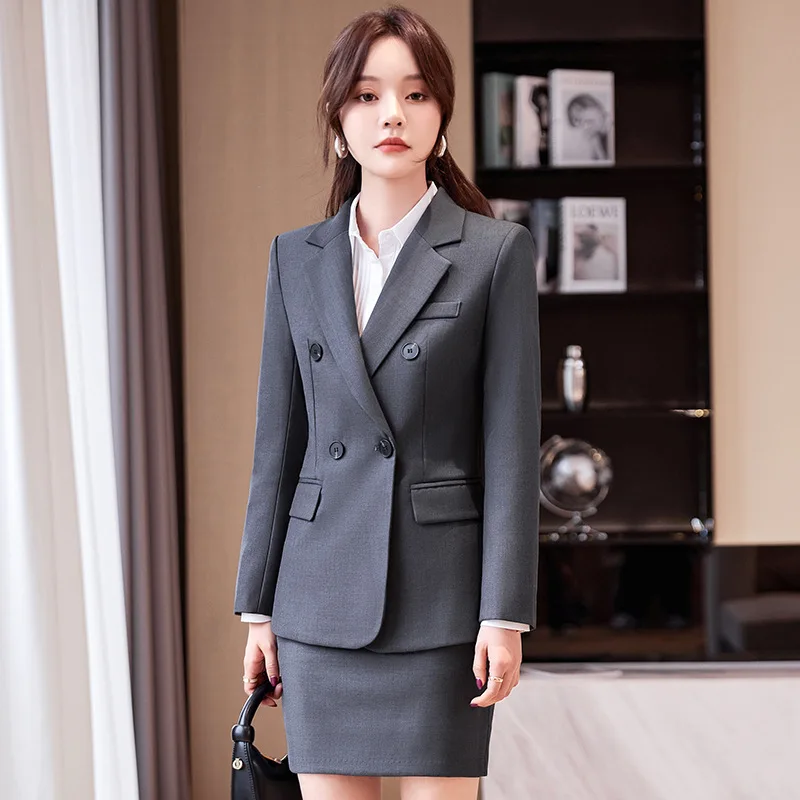 Dark Blue Business Suit Women's Spring High-End College Student Interview Host Formal Wear High-End Suit Jacket