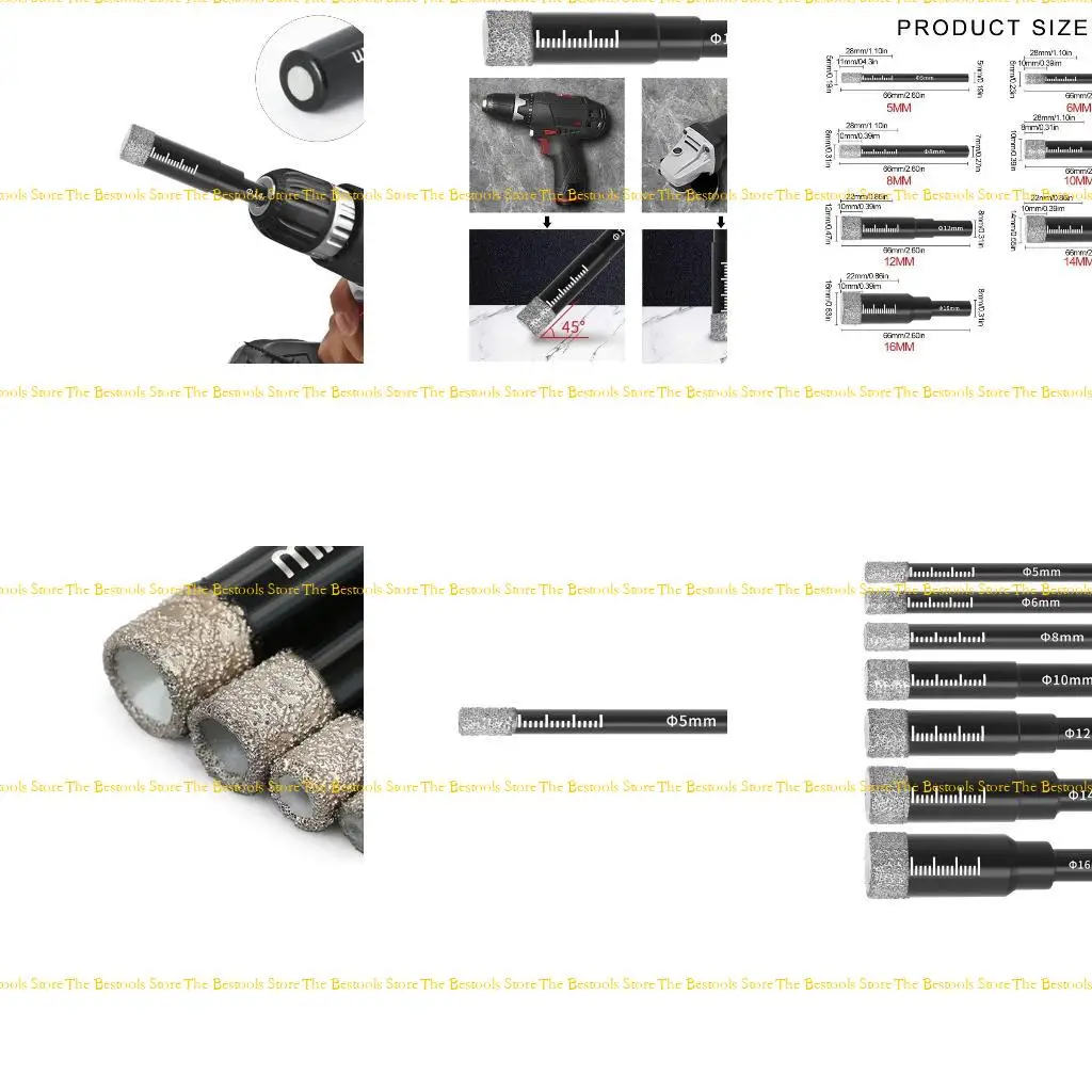 

12PF Efficient Round Grip Tool Diamonds Brazed Dry Drilling Bit for Accurate Drilling Tasks 5-16mm Bit Round Shanks