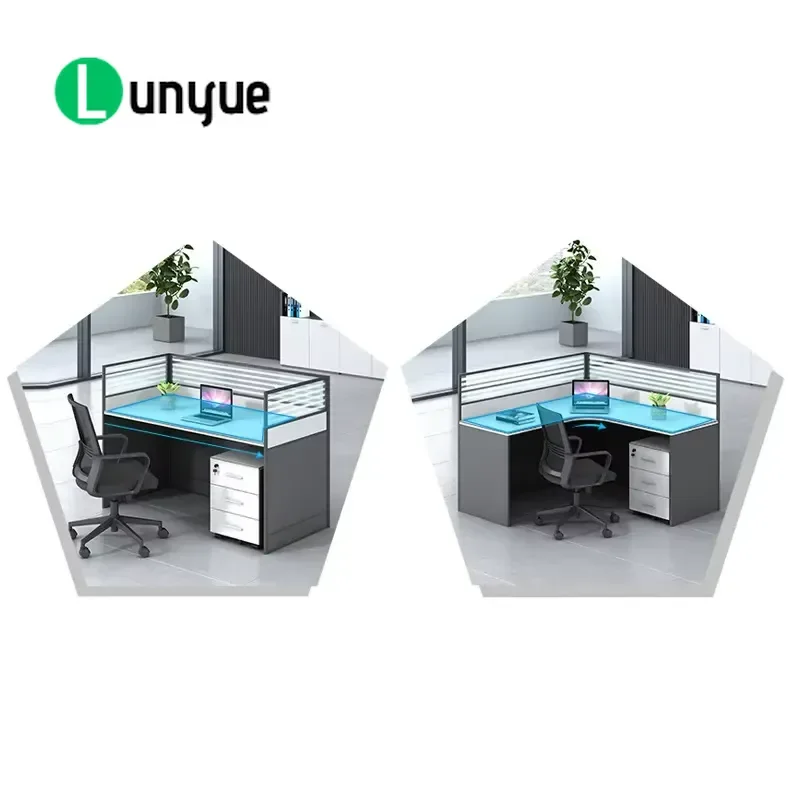 Modern Height Adjustable Staff Reception Computer Desk Modular Office Partition Workstation for Home Business Use Space