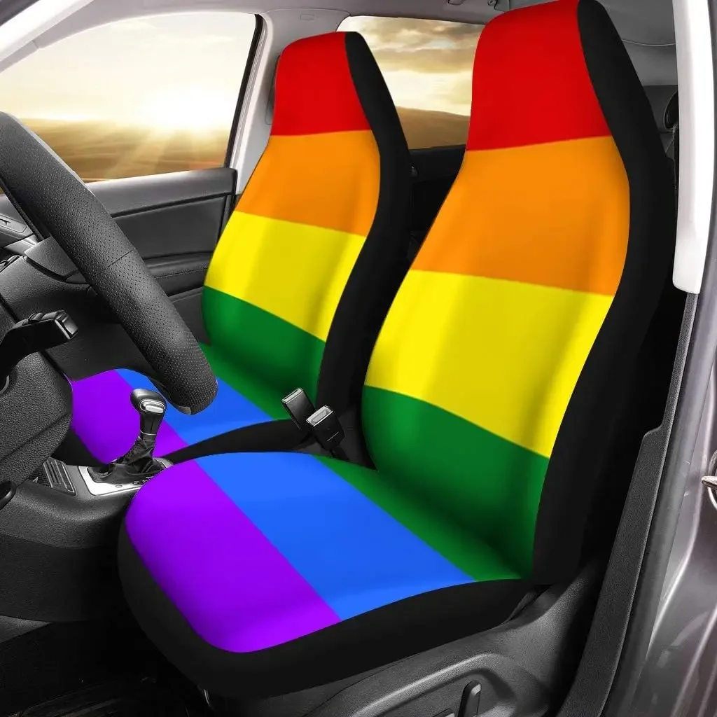 Car Seat Covers Pride Gay LGBT Sign Culture Rainbow Love Set of 2 Auto Accessories Protectors Car Decor Universal Fit for Car