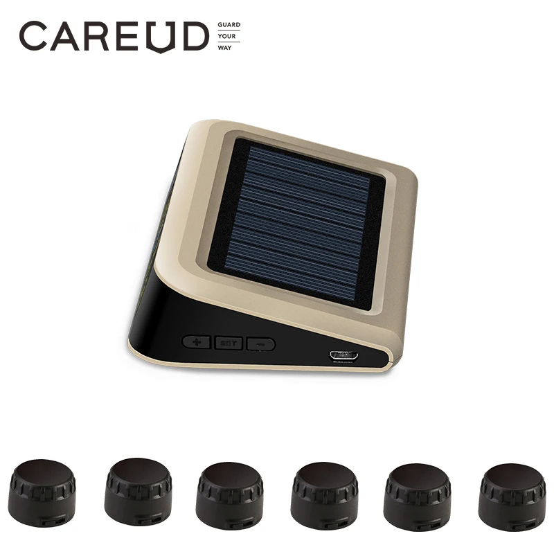 태양광 TPMS RV 트럭 타이어 압력 경보 모니터 시스템 타이어 온도 디지털 디스플레이 자동 보안 경보 시스템 6개 센서 포함