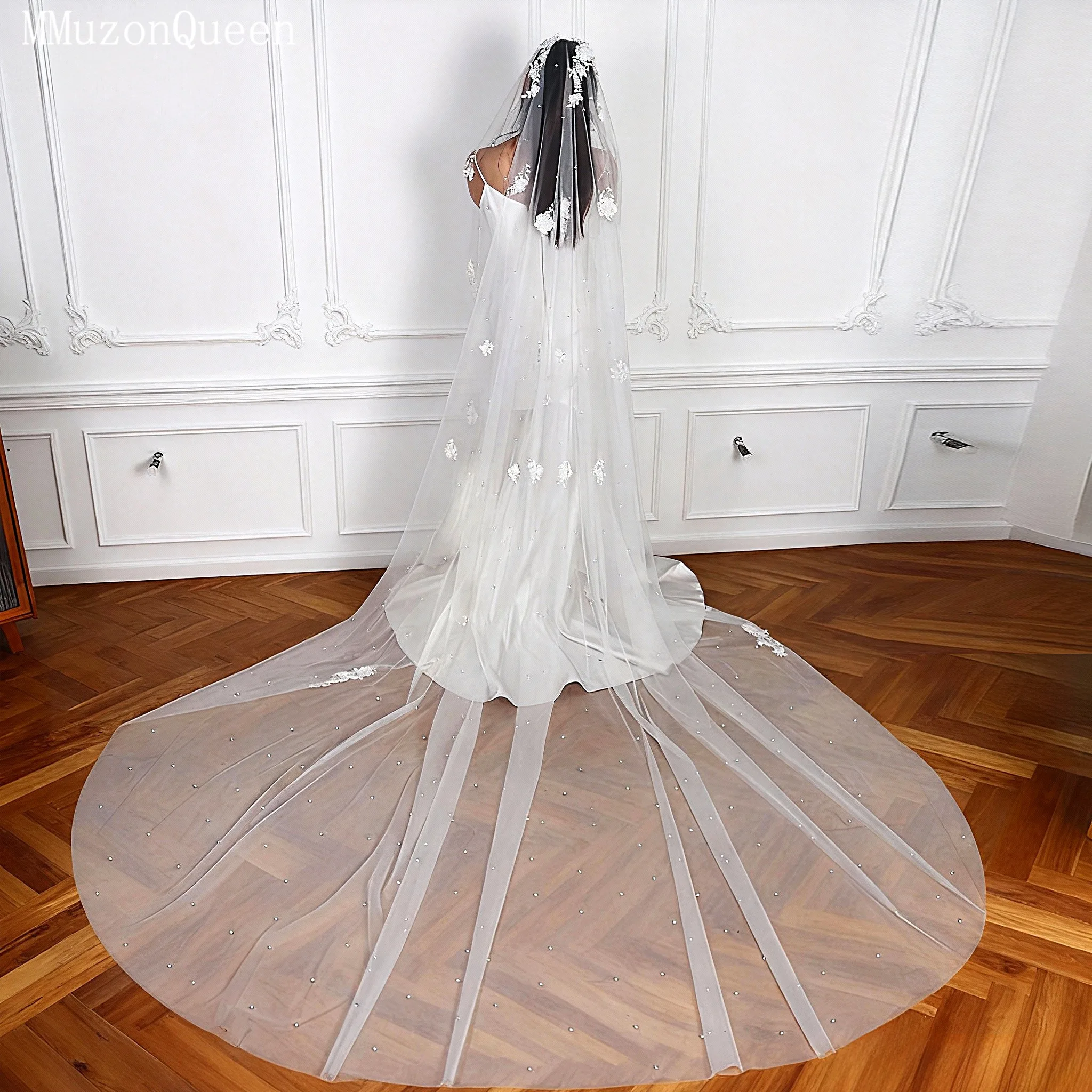 

TOPQUEEN элегантная 3d цветочная свадебная фата соборная фата из органзы цветок свадебная фата с жемчужной вуалью настраиваемая V52