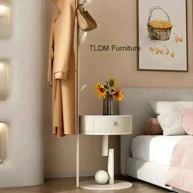 Room Nordic Slate Nightstandse Home Round Bedside Table Creative Storage Coat Rack Living Cabinet Light Luxury Bedroom Furnitur