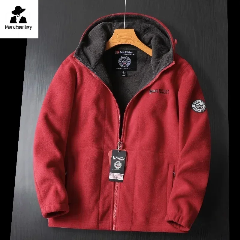 Jaqueta de lã grossa masculina, casaco à prova de frio, quente, casual, elegante, ao ar livre, camping, marca, inverno, 2024