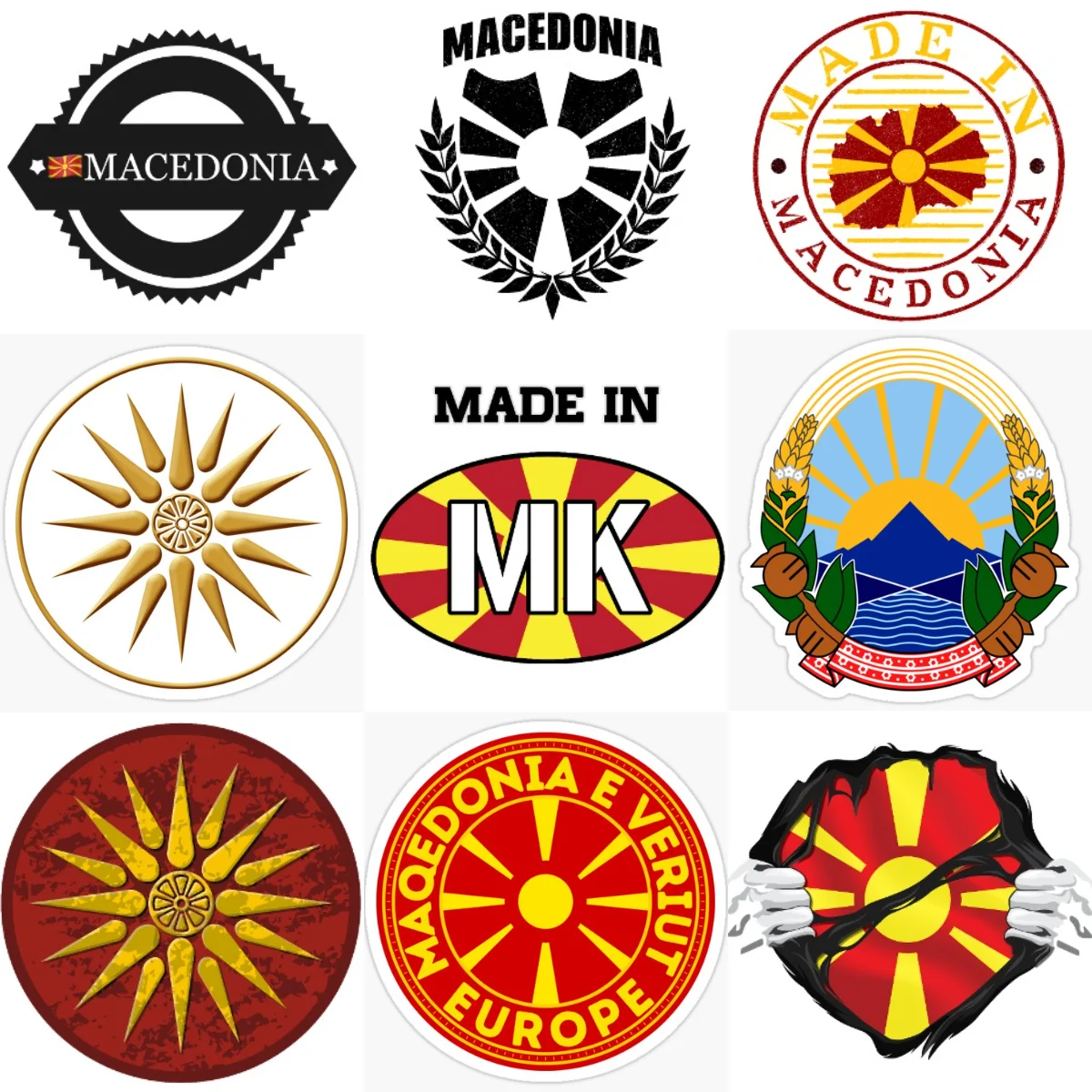 

MK Macedonia Flag Map Emblem Creative PVC Car Stickers for Car Van Off-road Bicycle Helmet Window Wall Decoration Accessories