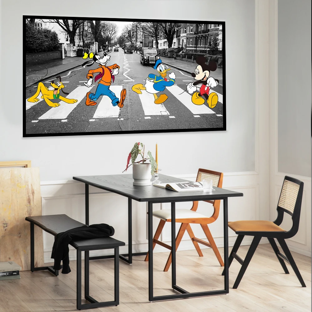 مينيسو ديزني شخصيات كرتونية ميكي ماوس دونالد داك جوفي بلوتو الجدار ملصق فني قماش اللوحة غرفة المنزل الديكور طباعة #5
