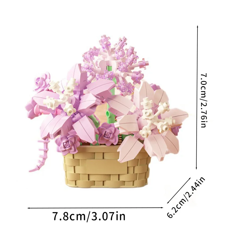 Eternal Flower Basket Building Blocks Flower Pot Rose Planting Ornament Children's Assembly Toy  Girl Gift image 6