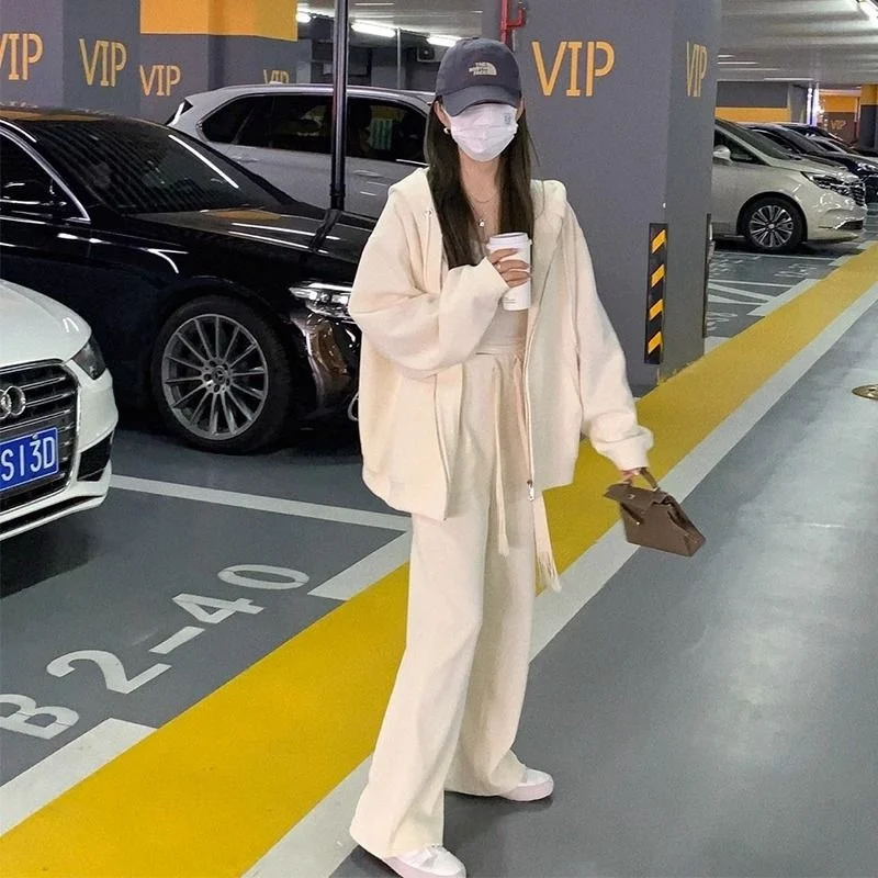 

Men's Oversized Hoodie Sweatirt Zipper Loose Sportswear Casual Set Autumn Winter Comfortable Cotton Long Sve Long Pants