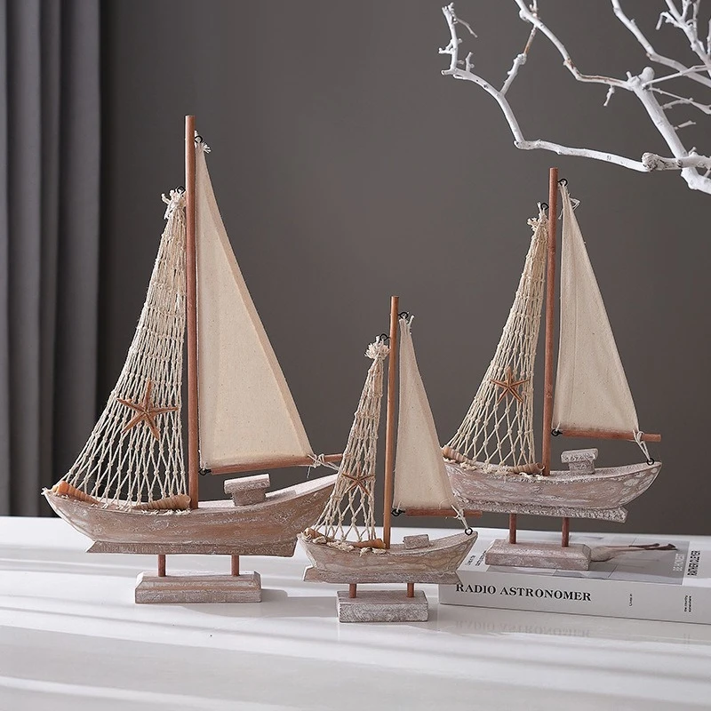 

Retro Sailing Boats, Mediterranean Fishing Boats, Home Decorations, Creative Home Ornaments, Small Wooden Boats