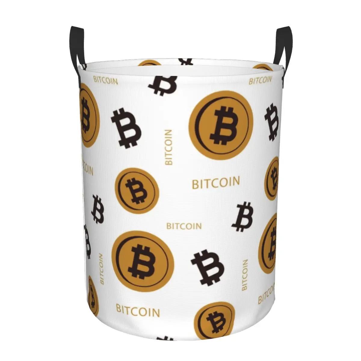 BTC Cryptocurrency Bitcoin Laundry Basket Collapsible Crypto Blockchain Clothes Hamper for Baby Kids Toys Storage Bag