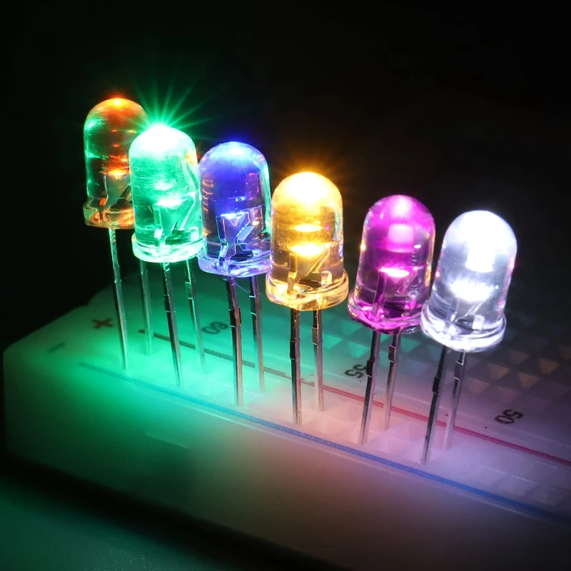 500 PCS (5 Colors x 100PCS) 5mm LED Light Emitting Diode Assorted Kit Box 3V 2V 2.2V 3.2V