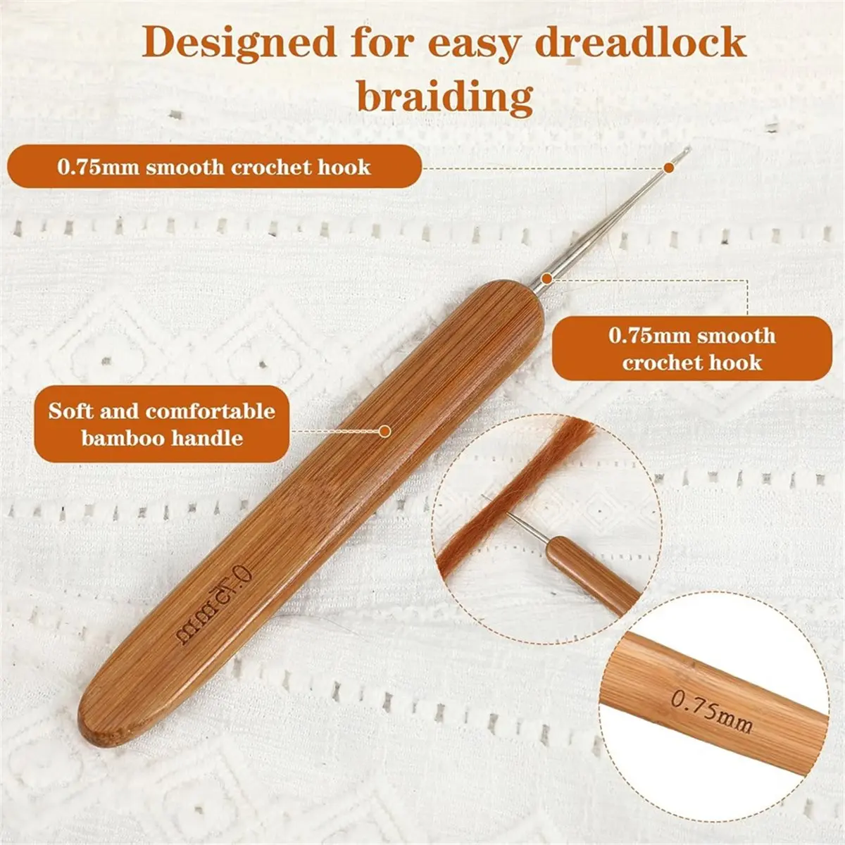 【AT48】 NEW 6 Pcs Dreadlock Crochet Hook, 0.75mm Loc for Interlocking Retie Tool for Locs with Interlocking Tool Locs Braid Craft