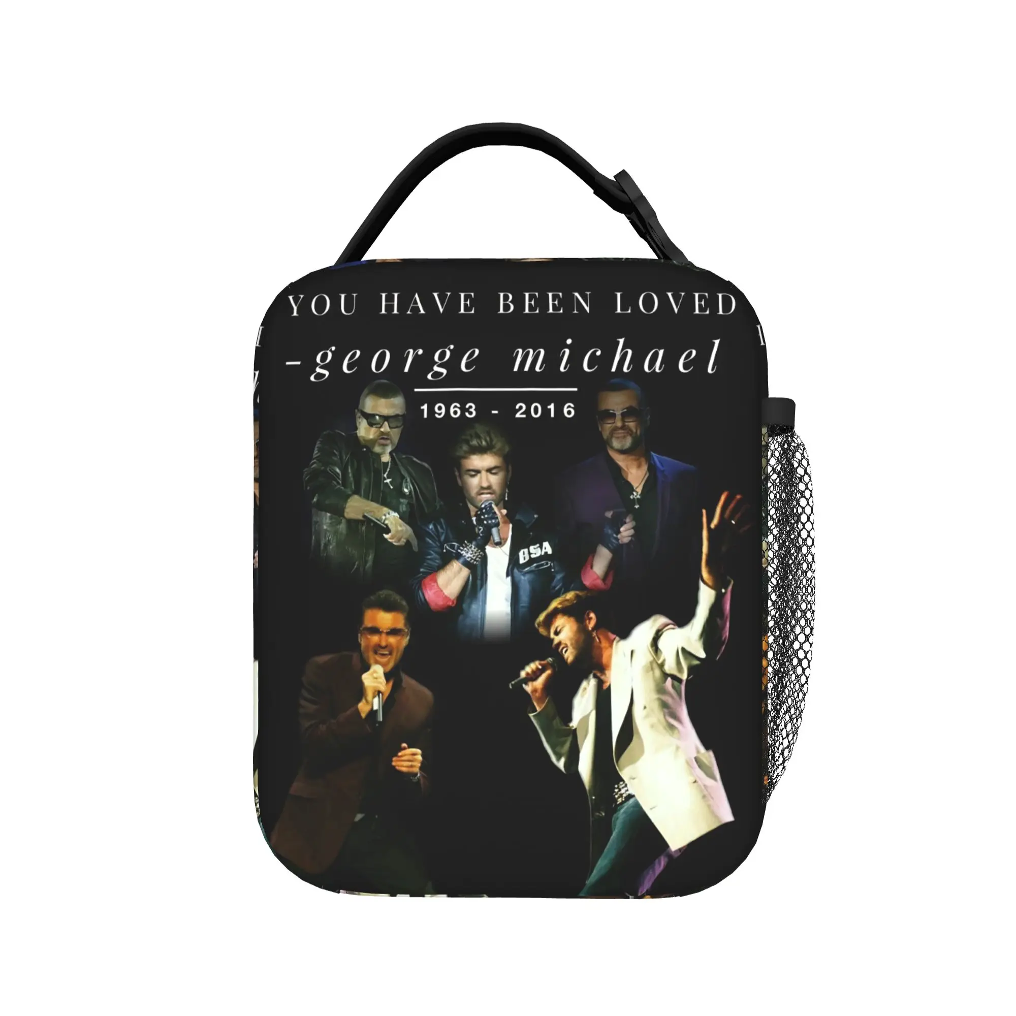 George Michael British Singer Lunch Bag  Portable Lunch Box Child School Print Cooler Bag Casual Oxford Thermal Tote Handbags