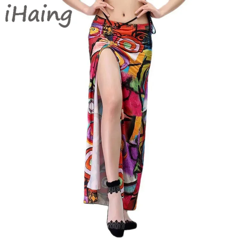 

Professional Women Oriental Belly Dance Skirt Female Sexy Competition Maxi Shining Spilt Long Spanish Costume Swing Dancer Dress