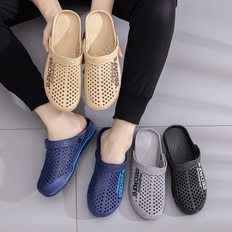 

Мужские летние сандалии 2024, новые уличные носимые сандалии, модные полые противоскользящие износостойкие повседневные пляжные тапочки, дышащие U...